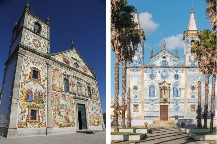 Igreja de Válega (esq.) e Santa Marinha (dir.), em Ovar, que listam entre as igrejas mais bonitas de Portugal